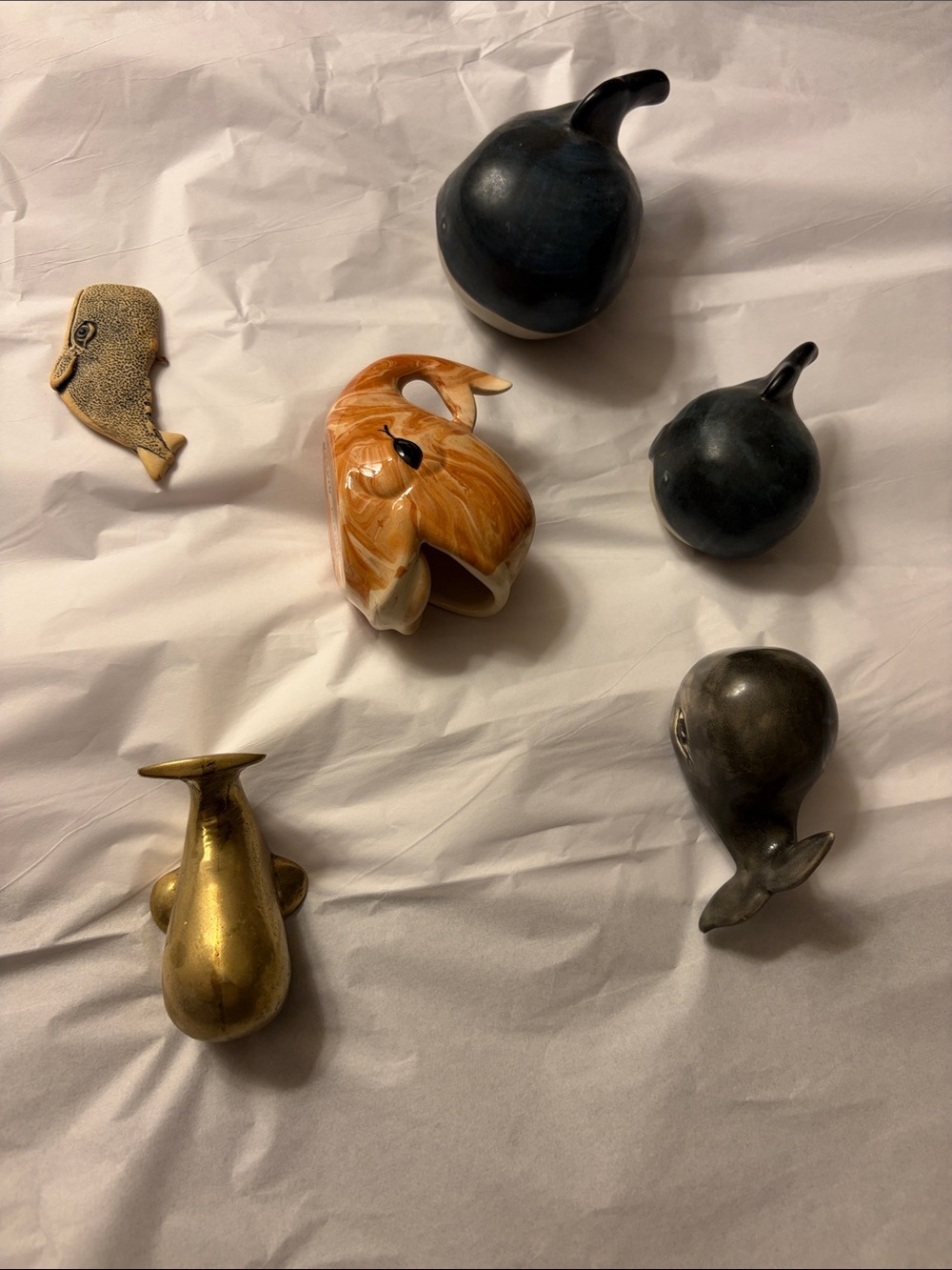 Otagiri Cream and Blue Ceramic Figurines